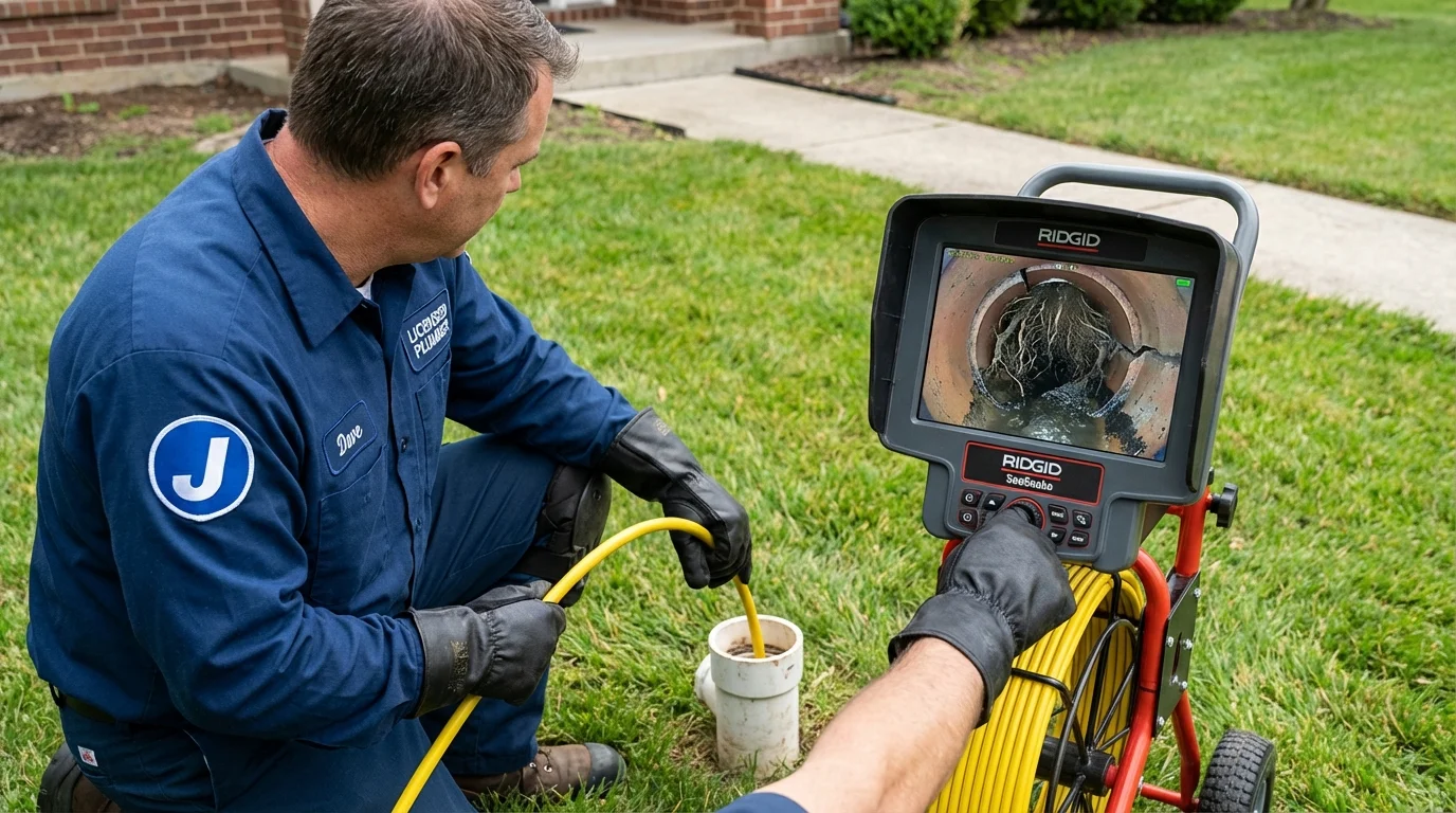 Sewer camera inspection being performed by Johns Plumbing LLC in Bear